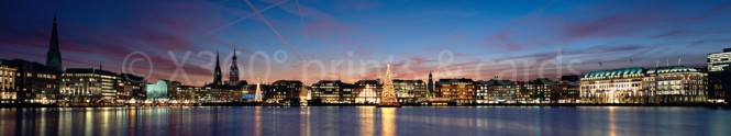 Panoramapostkarte Weihnachtliche Binnenalster 